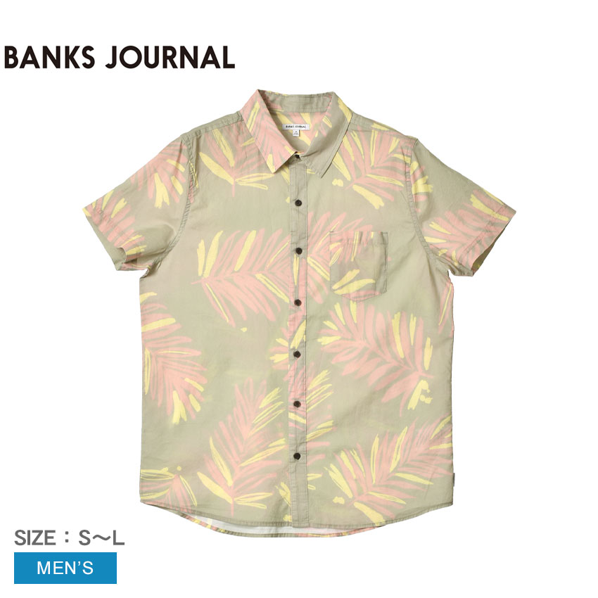 《今だけ！店内全品ポイントアップ》【ゆうパケット配送】バンクス ジャーナル 半袖シャツ メンズ SEASONS SS SHIRT BANKS JOURNAL WSS0196 トップス 半袖 プリント おしゃれ ブランド サーフ ウェア 総柄 ボタニカル柄 グリーン