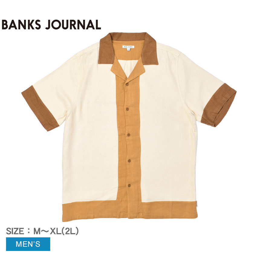 バンクス ジャーナル 半袖シャツ メンズ VERGE SHORT SLEEVE SHIRT BANKS JOURNAL WSS0236 ウェアトップス 半袖 シャツ 羽織り 開襟シャツ オープンカラー シンプル おしゃれ ブランド カジュアル ベージュ ブラウン 茶