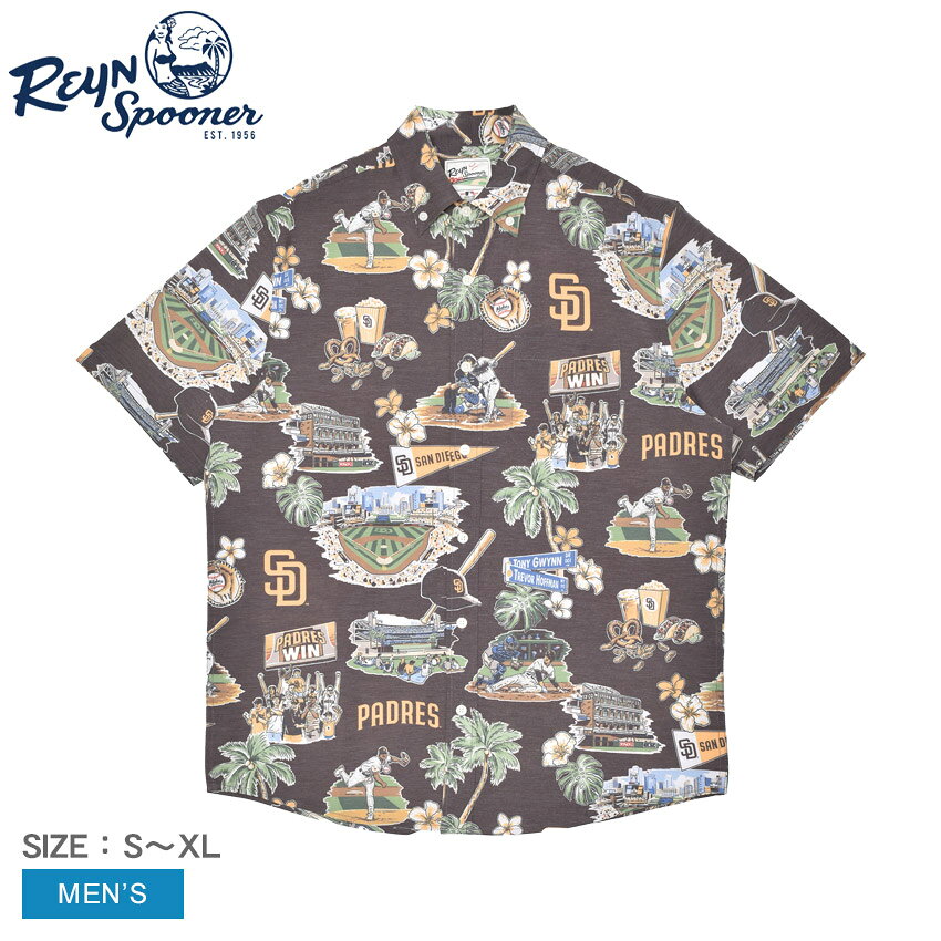 Rakuten - レインスプーナー 半袖シャツ メンズ SAN DIEGO PADRES SCENIC PERFORMANCE BUTTON FRONT REYNSPOONER M680613125 MLB メジャーリーグベースボール コラボ サンディエゴ・パドレス トップス シャツ ウェア ウエア 半袖 柄シャツ