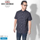 【メール便可】 BEN SHERMAN ベンシャーマン 半袖シャツ ネイビー S／S シーシェル プリント シャツ S／S SEASHELL PRINT SHIRT BA19S90356 12 メンズ イギリス トラッド シャツ トップス クラシック ボタンダウン 貝殻柄 海 総柄 英国 半袖 誕生日 プレゼント ギフト