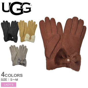 【限定クーポン配布】【メール便可】UGG アグ 手袋 ボウ ショーティ グローブ BOW SHORTY GLOVE 17368 レディース 黒 ブラック ブラウン グレー 革小物 レザー 防寒 リボン シープスキン 撥水 おしゃれ 誕生日 プレゼント ギフト