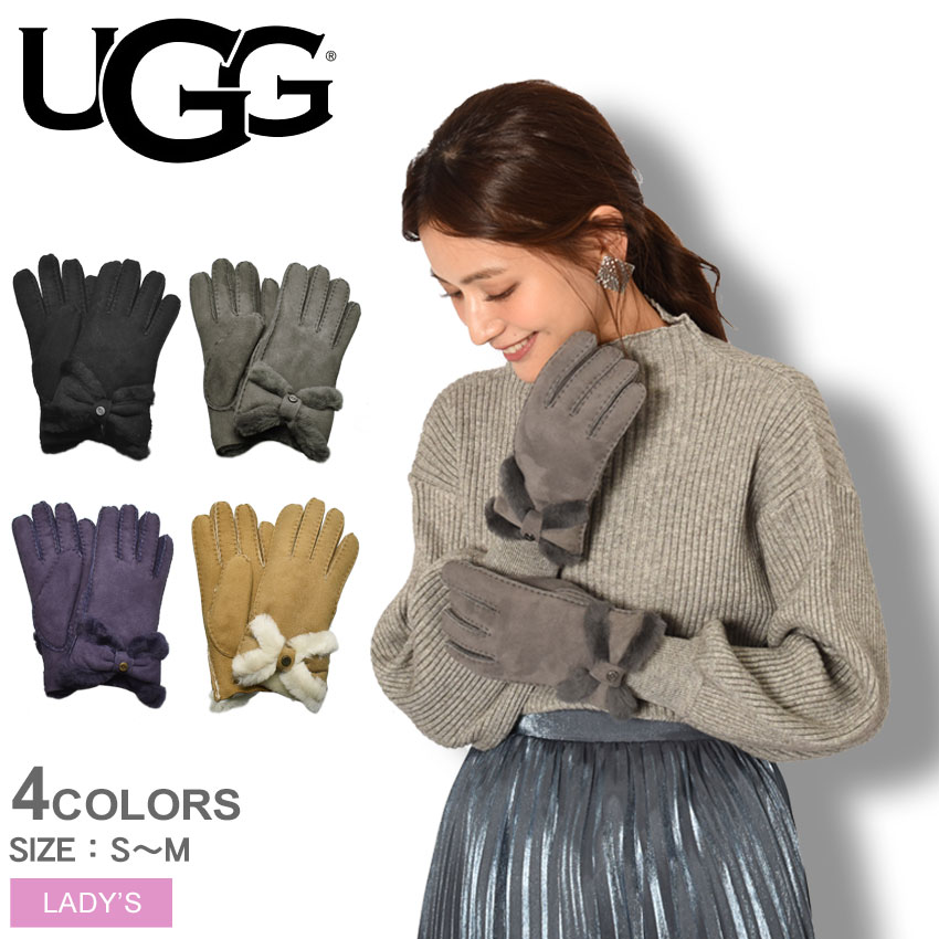 【今だけクーポン配布中】UGG アグ 手袋 シープスキン ターン ボウ グローブ W SHEEPSKIN TURN BOW GLOVE 18696 レディース 防寒 冬物 女性 プレゼント 贈り物 シンプル カジュアル 保温 誕生日 プレゼント ギフト