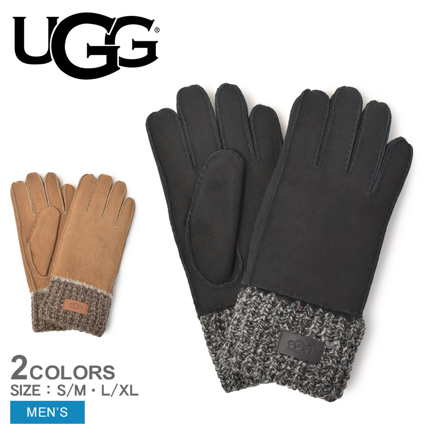 【今だけクーポン配布中】アグ 手袋 メンズ Sheepskin Knit Cuff Glove UGG 101135 シンプル カジュアル おしゃれ レザー ブランド 防水 防寒 保温 男性 プレゼント ギフト 贈り物 通勤 通学 本革 ブラック 黒 ブラウン 茶