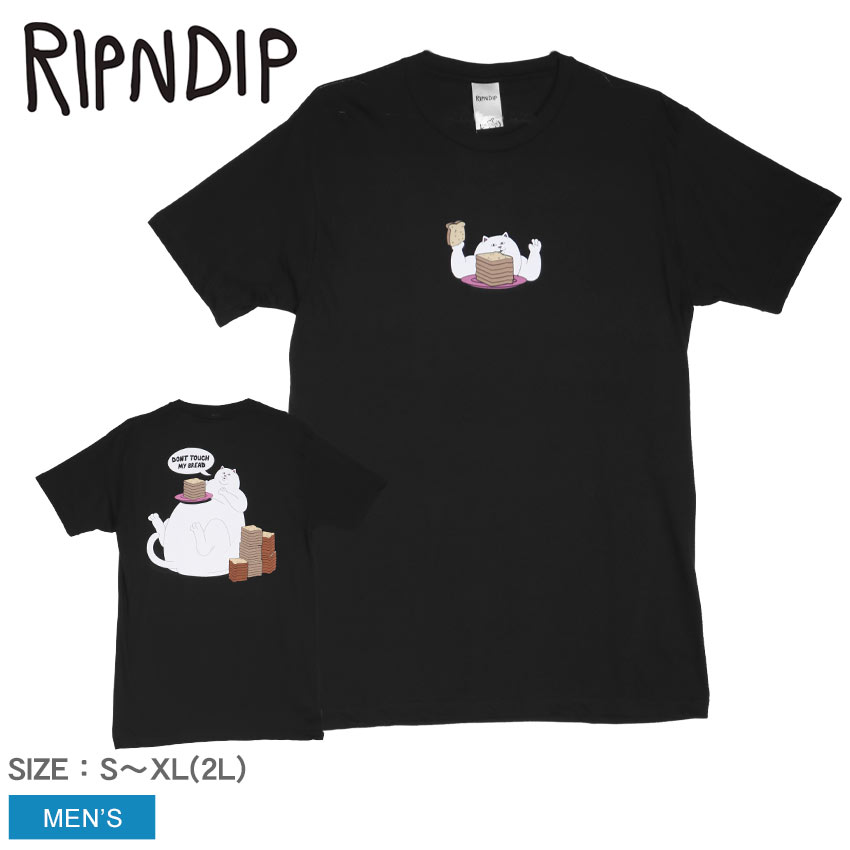 【今だけクーポン配布中】【ゆうパケット配送】リップンディップ 半袖Tシャツ メンズ YAY BREAD TEE RIPNDIP RND9952 ウエア トップス クルーネック ブランド ストリート カジュアル スケボー スポーツ スケート ロゴ アウトドア プリント 半袖 おしゃれ ブラック 黒