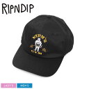 《今だけ！店内全品ポイントアップ》RIPNDIP 帽子 メンズ レディース RIPPED N DIPPED 6 PANEL リップンディップ RND9999 ぼうし キャップ ブランド ストリート スケーター スケート カジュアル 猫 キャラクター 刺繍 ロゴ 6パネル ブラック 黒