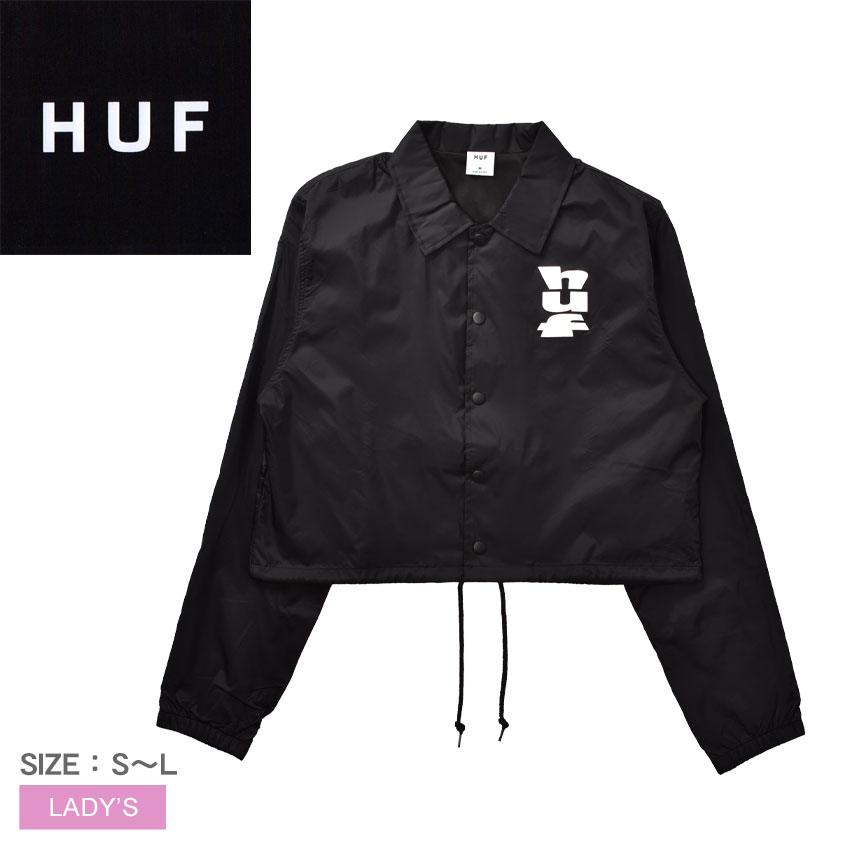 コーチ 【今だけクーポン配布中】ハフ アウター レディース メガブラスト クロップ コーチ ジャケット HUF MEGABLAST CROP COACH JKT WJK0027 ウエア ジャケット シンプル コーチジャケット クロップド クロップド丈 耐水 レイン 雨 レインウェア ストリート ロゴ プリント