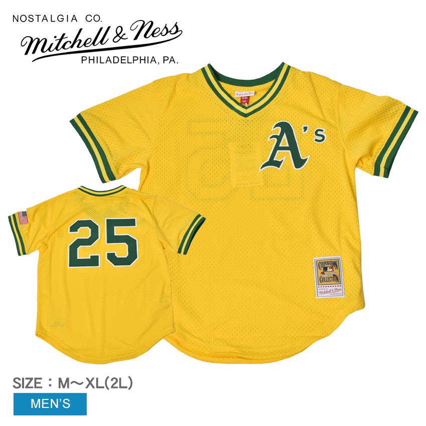 《今だけ！店内全品ポイントアップ》ミッチェルアンドネス ユニフォーム メンズ MLB AUTHENTIC MARK MCGWIRE OAKLAND ATHLETICS 1990 PULLOVER JERSEY MITCHELL ＆ NESS ABPJ3025-OAT90MMCYELL ウエア トップス マーク・マグワイア MLB ZSPO ベースボールジャージ ストリート