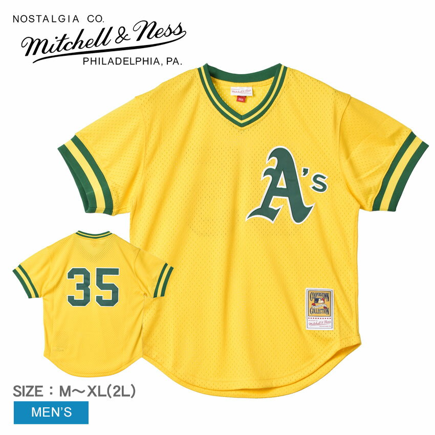 《今だけ！店内全品ポイントアップ》ミッチェルアンドネス ユニフォーム メンズ MITCHELL ＆ NESS MLB AUTHENTIC RICKEY HENDERSON OAKLAND ATHLETICS 1984 JERSEY ABPJ3008-OAT84RHEYELL ウエア トップス ベースボールジャージ ストリート オーセンティック ブランド