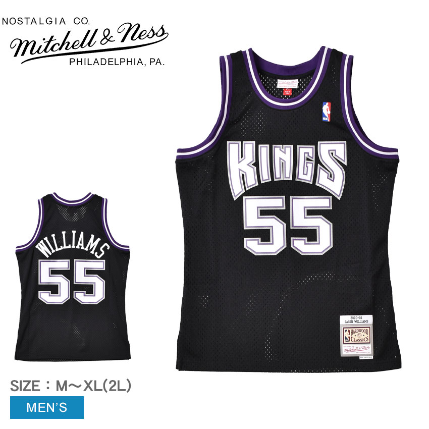 《アイテム名》ミッチェルアンドネス ユニフォーム MITCHELL ＆ NESS メンズ スウィングマン ジャージー サクラメントキングス ロード 2000-01 ジェイソン ウィリアムズ SMJYGS18206-SKIBLCK00JWI《ブランドヒストリー》Mitchell &amp; Nessは、1904年にアメリカ・フィラデルフィア州の同市内において、レスラーかつテニスのチャンピオンだったフランク・P・ミッチェルと、スコットランド人ゴルファ−のチャールズ・M・ネスにより創設されました。高品質・高縫製技術をモットーに、現代でもNBA(バスケットボール)、MLB(野球)、NFL(アメフト)、NHL(アイスホッケー)、NCAA(大学スポーツ協会)、MLS(サッカー)のアメリカ4大スポーツを完全サポートし、多くの公式トレーニングウェアのライセンスウェアを取り扱っています。世界中に愛好家を抱え魅了し続けるヴィンテージジャージの老舗ブランドです。《アイテム説明》ミッチェルアンドネスより「スウィングマン ジャージー サクラメントキングス ロード 2000-01 ジェイソン ウィリアムズ」です。2000年-01年 ジェイソン ウィリアムズモデル。《カラー名/カラーコード/管理No.》サクラメントキングス/-/"23825181"こちらの商品は、並行輸入により海外から輸入しております。製造・入荷時期により、細かい仕様の変更がある場合がございます。上記を予めご理解の上、お買い求め下さいませ。関連ワード：NBA ZSPO バスケットボールジャージ ウエア タンクトップ ノースリーブ トップス ブランド バスケ バスケットボール スポーツ 人気date 2022/08/03■関連ワード：10代 20代 30代 40代 50代 60代 70代 80代 おすすめ お父さん ギフト センスのいい パパ ユニーク 人気 使える 初任給 古希 喜ぶ 喜寿 変わった 夫 実用的 家族 彼女 彼氏 感謝 父の日 父娘 父子 父親 珍しい 義父 義理 贈り物 還暦Item SpecブランドMITCHELL ＆ NESS ミッチェルアンドネスアイテムユニフォームスタイルNoSMJYGS18206-SKIBLCK00JWI商品名スウィングマン ジャージー サクラメントキングス ロード 2000-01 ジェイソン ウィリアムズ性別メンズ原産国China 他素材ポリエステル 100％採寸単位(cm)身幅総丈M5677.5L5980XL(2L)6482.5※上記サイズは、実際に同一の商品を採寸した結果です。商品によっては個体差がありますので誤差がでることが御座いますので参考目安としてご覧下さい。また、測定方法によっても誤差が生じますので、予めご了承ください。サイズについて詳しくはこちらをご覧下さい。当店では、スタジオでストロボを使用して撮影しております。商品画像はできる限り実物を再現するよう心掛けておりますが、ご利用のモニターや環境等により、実際の色見と異なる場合がございます。ご理解の上、ご購入いただけますようお願いいたします。