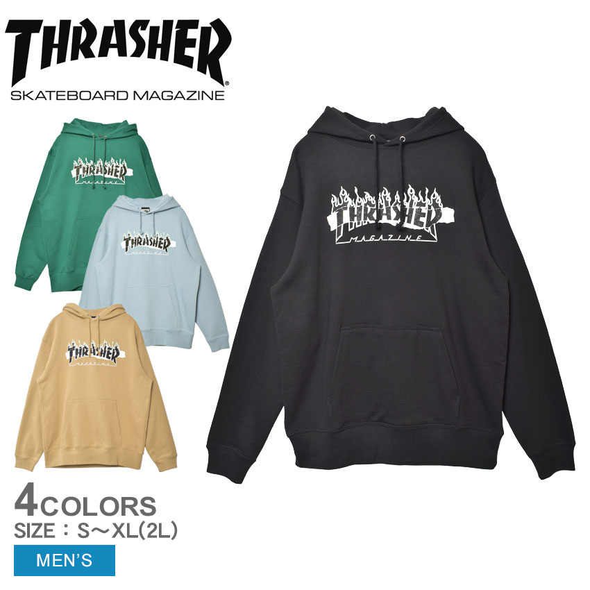 【今だけクーポン配布中】スラッシャー パーカー メンズ スプリット フレイム ステッカー THRASHER SPLIT FLAME STICKER TH95335PL ウエア トップス スウェット スエット フーディ プルオーバーパーカー 裏毛 ブランド ストリート カジュアル ロゴ プリント