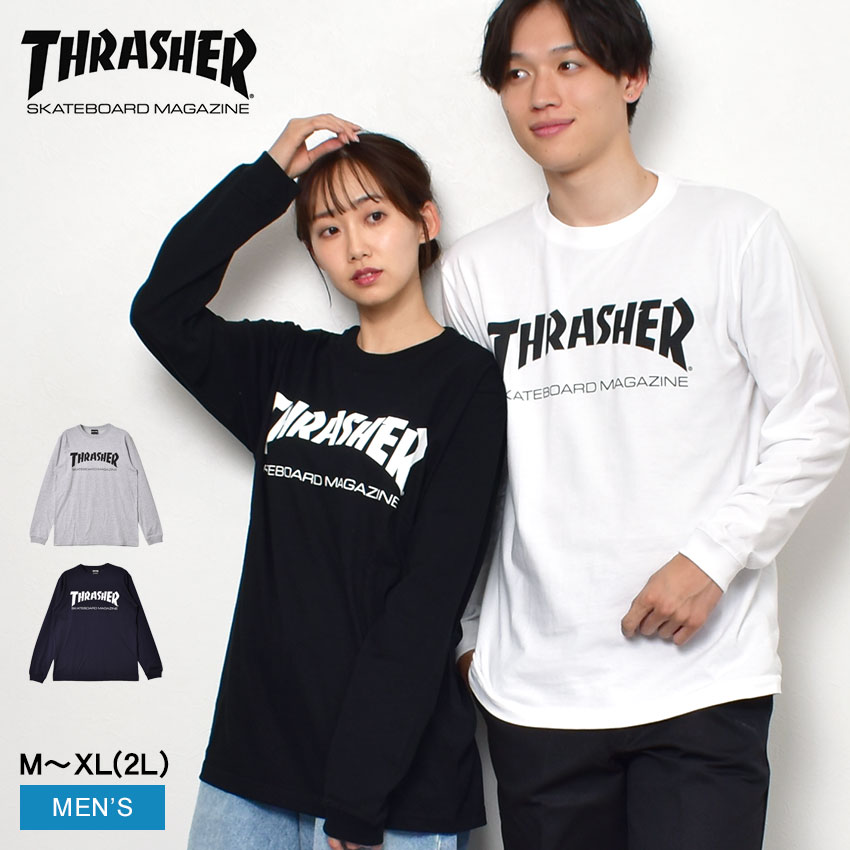 【今だけクーポン配布中】スラッシャー 長袖Tシャツ メンズ スラッシャー マグ ロゴ ロングスリーブ Tシャツ THRASHER THRASHER MAG LOGO LONG SLEEVE TEE TH8301 ウェア トップス ロンT ストリート スケート スケボー スケートボード クルーネック カジュアル ロゴ