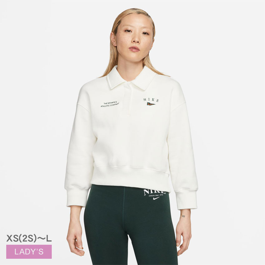 ナイキ ポロシャツ レディース オーバーサイズド クロップ フリース ポロ スウェットシャツ NIKE FD0895 ウエア トップス ブランド カジュアル 刺...