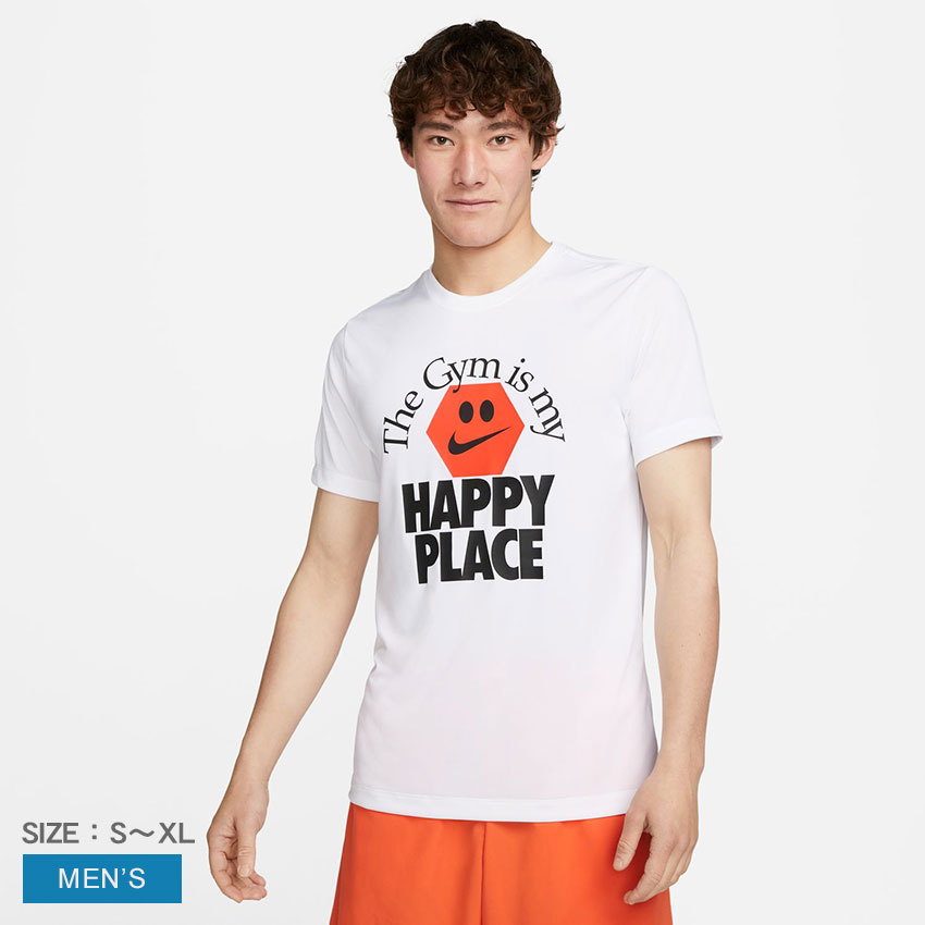 ナイキ ルームウェア メンズ 《今だけ！店内全品ポイントアップ》ナイキ 半袖Tシャツ メンズ Dri-FIT メンズ HAPPY PLACE Tシャツ NIKE FD0141-100 ウェア トップス カットソー クルーネック 丸首 ブランド ロゴ カジュアル ストリート シンプル スポーティ 部屋着 リラックス スポーツ 運動 サッカー