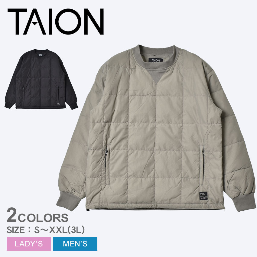 タイオン アウター メンズ レディース スポーツクラシック クルーネック ダウンプルオーバー TAION SC CREW NECK PULLOVER DOWN TAION-100SCPC ダウン 防寒 撥水 保温 シンプル アウトドア レジャー スポーティ カジュアル シンプル