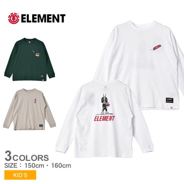 エレメント 長袖Tシャツ ELEMENT YOUTH KAMEN RIDER LS TEE A キッズ ジュニア 子供 BB026082 ホワイト 白 グレー トップス 長袖 キャラクター 仮面ライダー 2号 V3 ヒーロー 特撮 クルーネック スポーティ ストリート シンプル 人気 誕生日 プレゼント ギフト