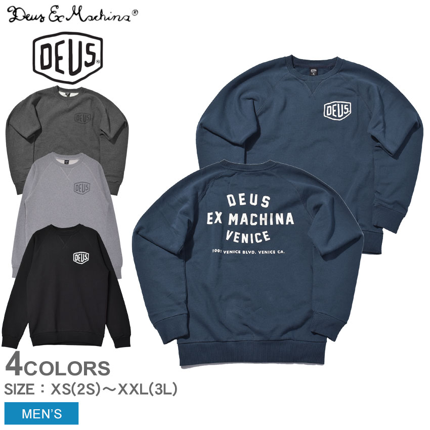 《今だけ！店内全品ポイントアップ》DEUS EX MACHINA デウス エクス マキナ スウェット ベニス LA アドレス クルー VENICE LA ADDRESS CREW T-DMW48259D メンズ ネイビー グレー ロゴ トップス ウェア トレーナー 裏起毛 長袖