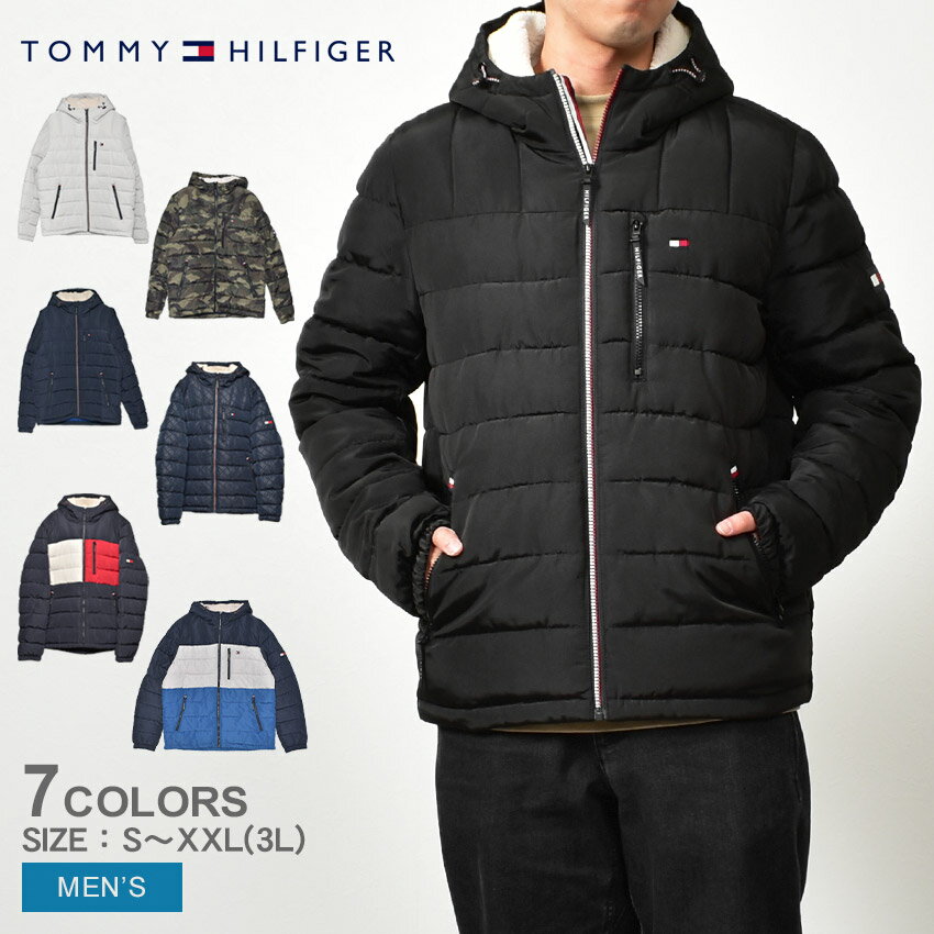 《今だけ！店内全品ポイントアップ》トミーヒルフィガー QUILTED POLYTWILL PUFFER JACKET WITH SHERPALINED HOODY アウター TOMMY HILFIGER メンズ 151AP213 ブラック 黒 オフホワイト 白 カーキ ネイビー 紺 ウエア ジャケット 中綿アウター ブランド ロゴ シンプル