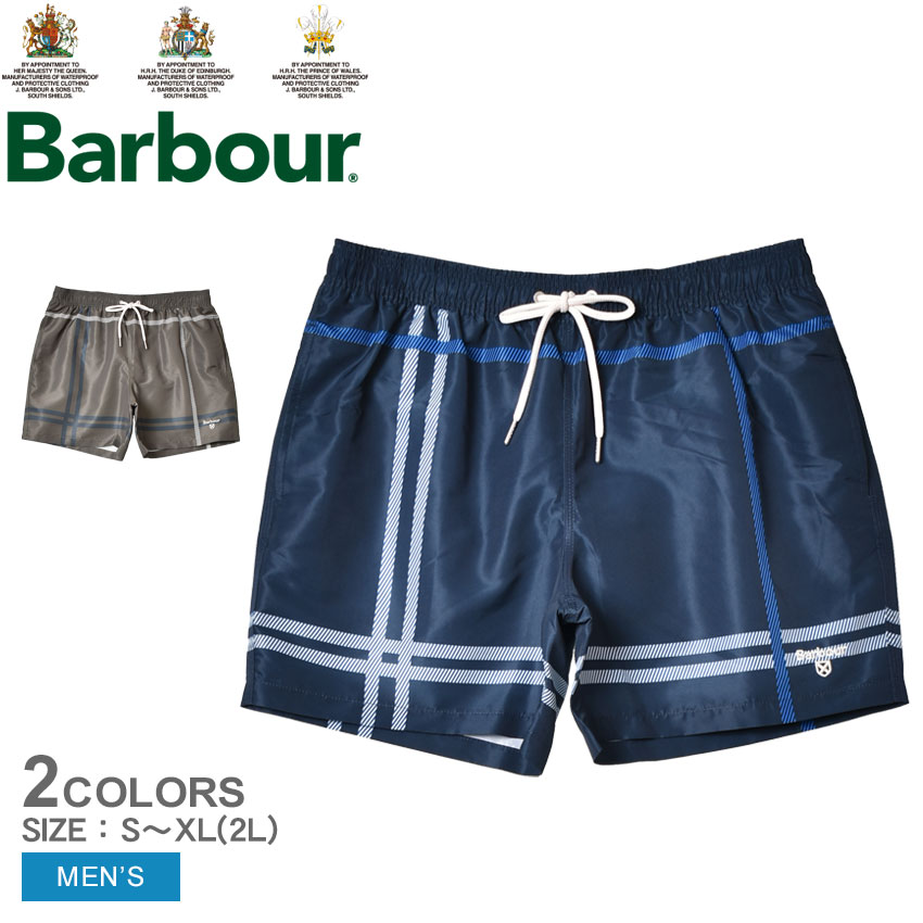 《今だけ！店内全品ポイントアップ》バブアー 水着 メンズ BARBOUR BLAINE SWIM SHORT MSW0052 バーブァー プール 海 アウトドア 川 レジャー 水泳 ブランド パンツ カジュアル クラシック クラシカル おしゃれ 刺繍 チェック タータンチェック ネイビー 紺 グリーン