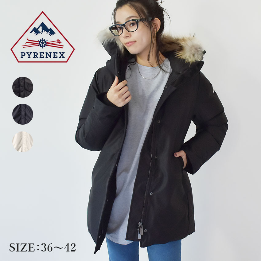 《今だけ！店内全品ポイントアップ》ピレネックス ダウンコート レディース ボルドー ファー PYRENEX BORDEAUX FUR HWS019 ダウン コート ジャケット アウター ウェア 撥水 はっ水 海外ブランド 人気 無地 ワンポイント ロゴ マーク 防寒 保温 長袖 上質 暖かい カジュアル