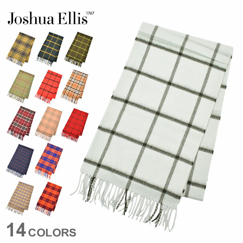 カシミヤ マフラー（レディース） カシミア 100％ マフラー ジョシュアエリス メンズ レディース カシミヤ マフラー JOSHUA ELLIS CASHMERE MUFFLER ブランド スカーフ ストール チェック柄 プレゼント 贈り物 アクセサリー カーキ