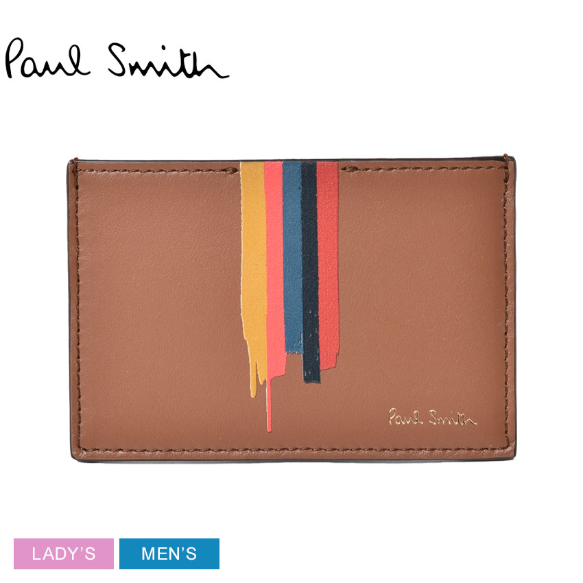 《今だけ！店内全品ポイントアップ》ポール スミス ペイント ストライプ プリント カードケース カードケース PAUL SMITH PAINTED STRIPE PRINT CREDIT CARD HOLDER メンズ レディース M1A-6137-GPAINT ブラウン 本革 ブランド 贈り物 レザー シンプル