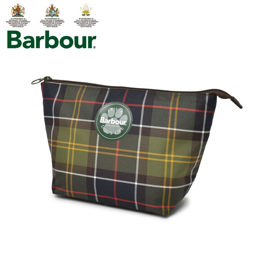 《今だけ！店内全品ポイントアップ》バブアー ドッグ ウォッシュ バッグ ポーチ BARBOUR DOG WASH BAG メンズ レディース DAC0074 グリーン イエロー バーブァー ブランド ベーシック クラシック タータンチェック チェック柄 グルーミング 犬 いぬ 手入れ 速乾性