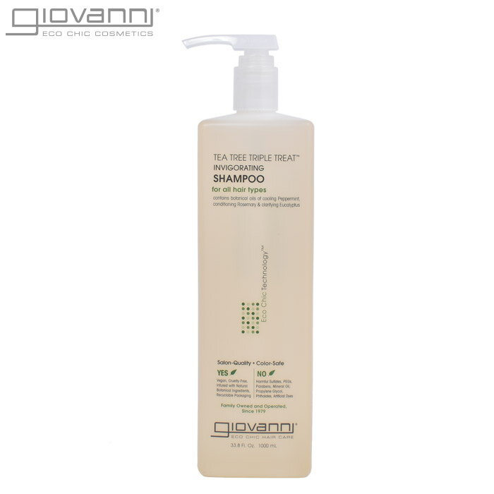 ジョバンニ ティーツリー トリプルトリート シャンプー 1000ml giovanni tea tree triple treat inv shampoo 18020 ジョヴァンニドライヘア 保湿 オーガニック コスメ ペパーミント ローズマリー 返品不可【航空便対象外商品】【ラッピング対象外】