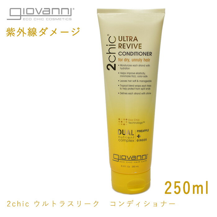 【限定クーポン発行中】ジョバンニ コンディショナー 2CHIC ウルトラ REVIVE コンディショナー 250ml GIOVANNI ジョヴァンニ 18537 リリーヴ リィヴァィヴ オーガニック コスメ リンス 紫外線 ダメージ 返品不可 UV【航空便対象外商品】【ラッピング対象外】