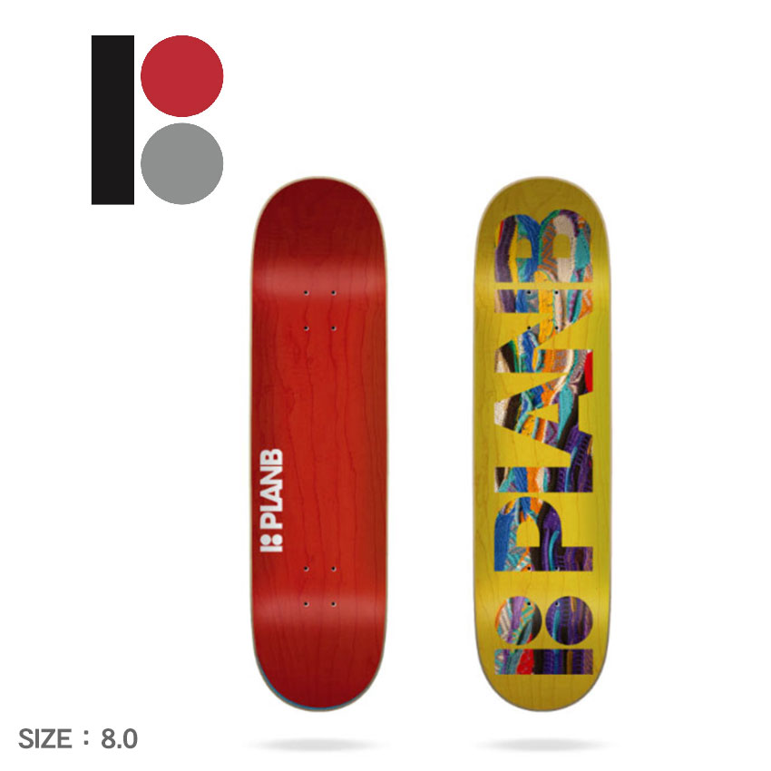 《今だけ！店内全品ポイントアップ》プランビー デッキ メンズ レディース TEAM KOOGIE 8.0X31.75 DECK PLAN B PBDE0022A076 スケート スケートボード スケボー デッキ ストリート マルチカラー ロゴ 赤 レッド イエロー【ラッピング対象外】