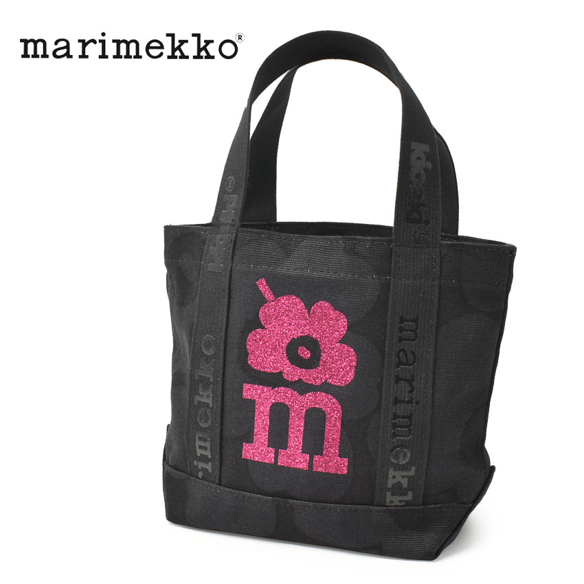 《今だけ！店内全品ポイントアップ》マリメッコ トートバッグ ランチバッグ MARIMEKKO 92481 CARRIER MINI UNIKKO 鞄 カバン ランチトート ミニバッグ 小さめ 北欧 おしゃれ かわいい ブランド 通勤 通学 弁当 プレゼント ギフト 贈り物 ウニッコ 花柄 総柄 ブラック 黒