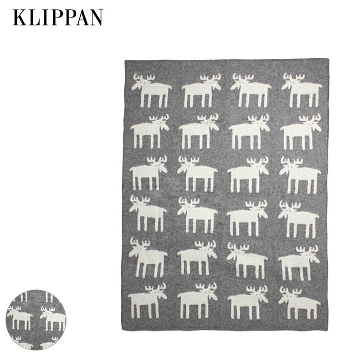 【割引クーポン配布】クリッパン ウール シングル ブランケット 130×180 ムース グレー klippan wool blanket moose grey ヘラジカ シカ 鹿 あったかグッズ 温めグッズ 毛布 ひざ掛け 冷房対策 内祝い 誕生日プレゼント 結婚祝い ギフト おしゃれ