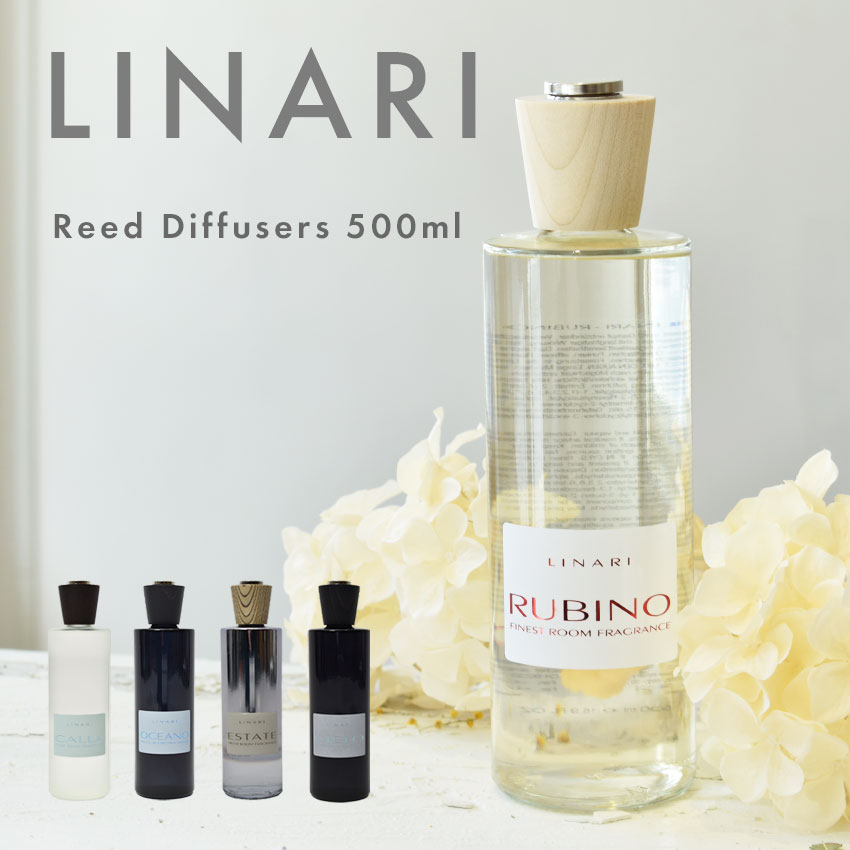 《今だけ！店内全品ポイントアップ》リナーリ ルームディフューザー 500ml アロマディフューザー LINARI ホワイト 白 ブラック クリア 雑貨 おしゃれ 可愛い ブランド ギフト フレグランス アロマ 香り インテリア リード式