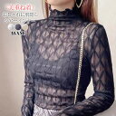 30%OFF!【1点1,673円!2点ご購入&クーポンで】 シアートップス 肌隠し レースネック レースカットソー カットソー ファンデーションインナー シースルー インナー チュールトップス ハイネック 気になる露出をカバー レディース