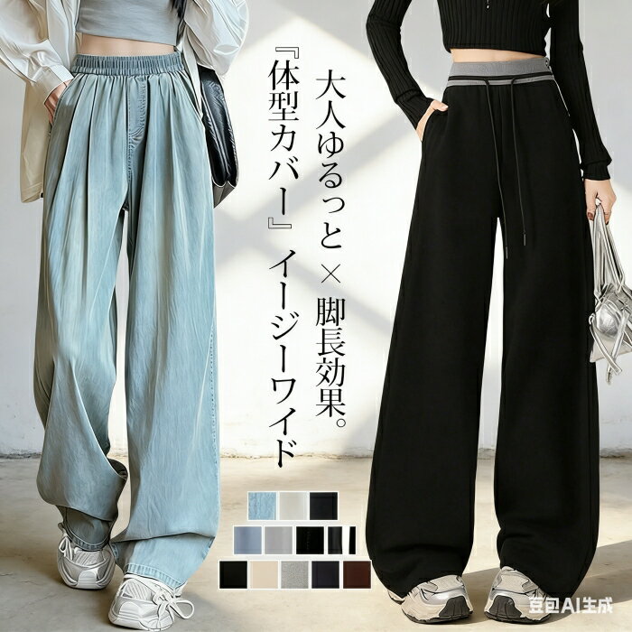 2点購入で500円オフクーポンあり♪ 夏タイプ登場 選べる4タイプ デニムパンツ ワイドパンツ 冷感 ひんやり ワイドデニム 新作 春夏 送料無料 ジーンズ ウエストゴム レディース ボトムス カシュアル 体型カバー ゆったり ハイウエスト 美脚 ズボン 着痩せ