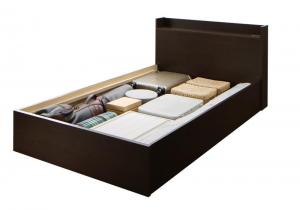 お客様組立 連結 棚・コンセント付すのこ収納ベッド ベッドフレームのみ Bタイプ セミダブル