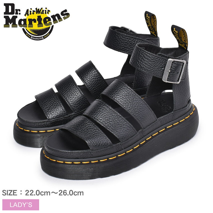 【店内全品P5倍★29日23:59迄】ドクターマーチン サンダル レディース クラリッサ II QUAD DR．MARTENS CLARISSA II QUAD 24476001 ベルト ストラップ カジュアル シンプル おしゃれ 厚底 本革 天然皮革 レザー ブラック 黒