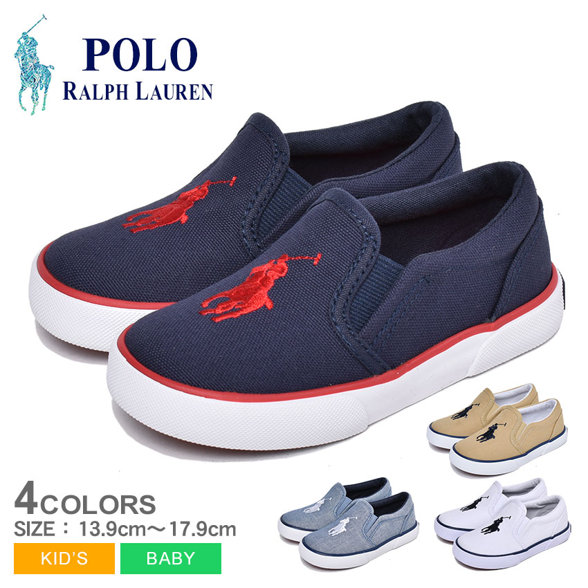 【▼クーポンで100円引き】POLO RALPH LAUREN ポロ ラルフローレン スリッポン BAL HARBOUR III RF102191 RF102192 RF102193 RF102194 キッズ ベビー 子供 スニーカー シューズ ブランド カジュアル ワンポイント ローカット キャンバス 男の子 女の子 子ども