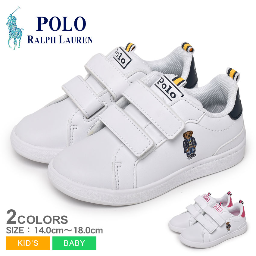 ▼クーポン利用で100円引き▼ポロ ラルフローレン スニーカー キッズ ベビー 子供 HERITAGE COURT BEAR EZ TD POLO RALPH LAUREN 男の子 女の子 子ども ラルフ シューズ ローカット ベルクロ マジックテープ 靴 カジュアル シンプル スポーティ レジャー 通園