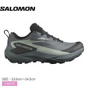 サロモン GENESIS GORE-TEX トレイルランニングシューズ レディース グレー グリーン 緑 SALOMON L47589000 靴 シューズ スニ...