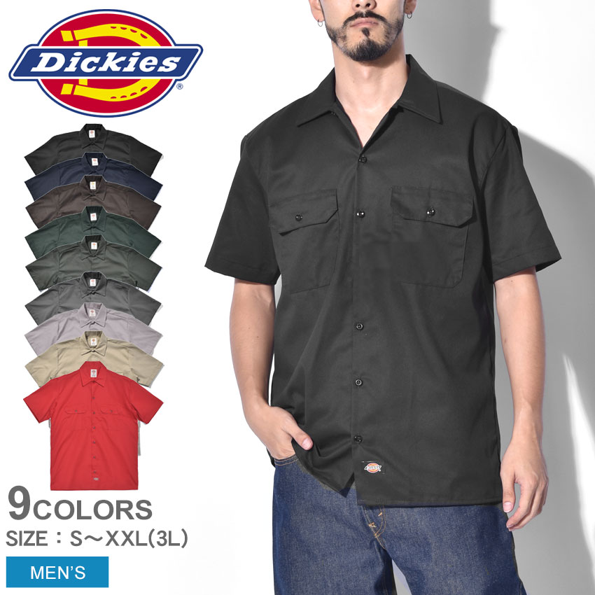 【店内全品P2倍★30日23:59迄】ディッキーズ 半袖シャツ メンズ SHORT SLEEVE WORK SHIRT DICKIES ショートスリーブワークシャツ 1574 ストリート アメカジ おしゃれ 半袖 トップス ウエア ワークシャツ シャツ 外出 お出かけ ワークウェア ブラック