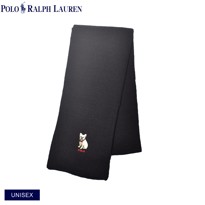 ラルフローレン マフラー（メンズ） 【ゆうパケット配送】ラルフローレン マフラー メンズ レディース ユニセックス EMBROIDERED FRENCHIE SCARF POLO RALPH LAUREN EMBROIDERED FRENCHIE SCARF PC1045 マフラー スカーフ ワンポイント 刺繍 ブランド シンプル おしゃれ プレゼント ブラック 黒