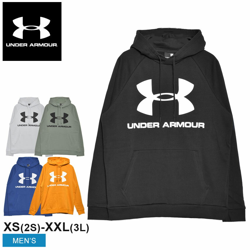 UNDER ARMOUR アンダーアーマー パーカー ライバルフリース ロゴフーディ 1345628 メンズ アパレル トップス フード プルオーバー スポーツ トレーニング シンプル ブランド ロゴ 長袖 黒 青 カーキ グレー