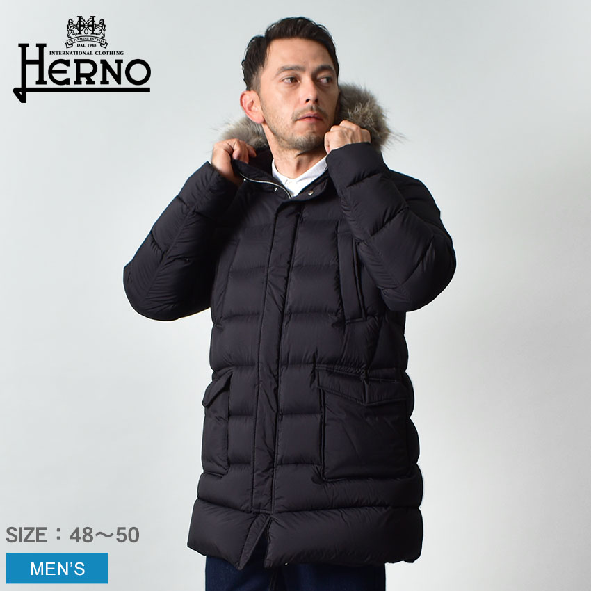 ヘルノ ヘルノ ジャッコーネ レッグ コート ダウンコート メンズ ブラック 黒 HERNO GIACCONE LEG COAT PI003ULE-19288 アウター 上着 ブランド エレガント ラグジュアリー ダウン コート フード付き フーディ ファー ジップアップ おしゃれ