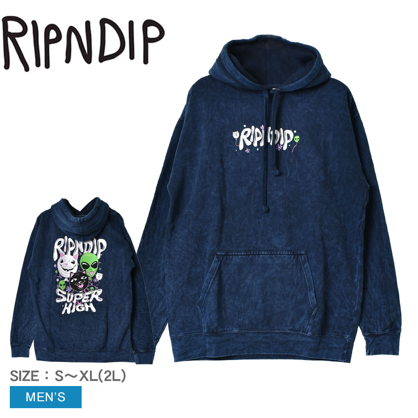 【店内全品P2倍★20日23:59迄】RIPNDIP パーカー メンズ SUPER HIGH HOODIE リップンディップ RND9546 トップス プルオーバー フーディ フーディー フード フード付き 裏起毛 長袖 ブランド ヒップホップ ストリート系 B系 プリント スウェット トレーナー ロゴ おしゃれ