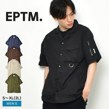 エピトミ 半袖シャツ メンズ スナップボタンシャツ EPTM SNAP BUTTON SHIRT シャツ トップス 羽織 シンプル カジュアル シンプル 定番 ベーシック ストリート ブラウン 茶 グレー カーキ ブラック 黒 ネイビー 紺