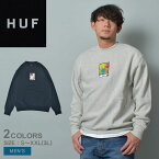 【店内全品P5倍★21日23:59迄】ハフ MORNING GLORY CREWNECK SWEATSHIRT スウェット メンズ グレー ネイビー 紺 HUF PF00599 トップス ウェア 長袖 クルーネック スケーター スケボー スポーティ ストリート シンプル ワンポイント カジュアル ロゴ 部屋着 裏起毛 保温