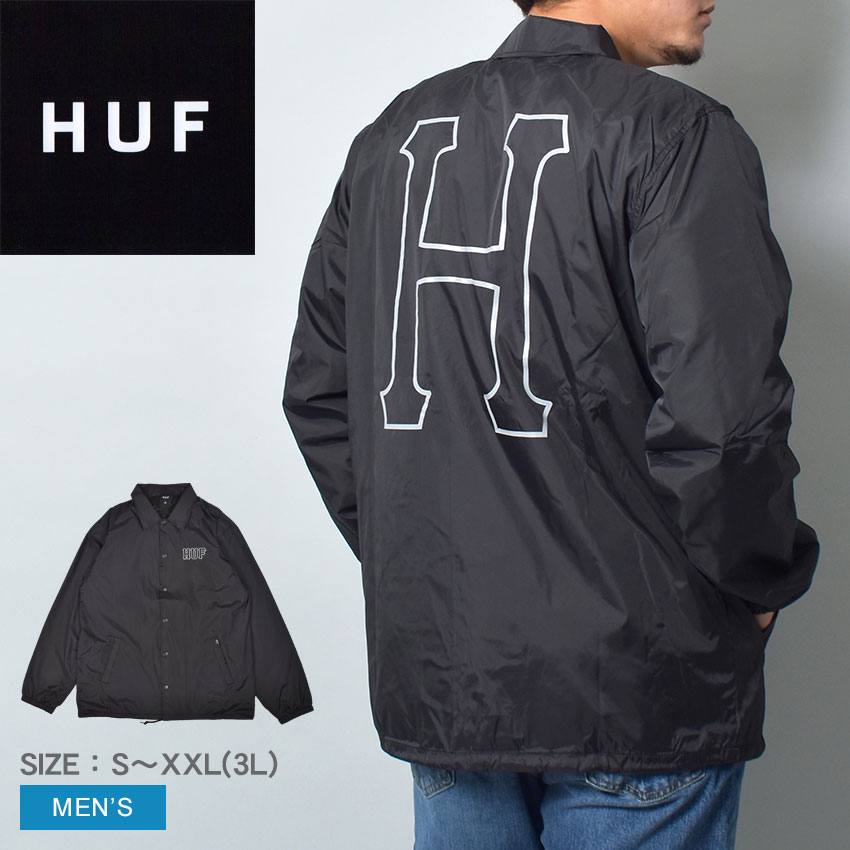 【店内全品P5倍★16日23:59迄】ハフ SET H COACHES JACKET ジャケット メンズ ブラック 黒 HUF JK00390 シェルジャケット コーチジャケット ウェア トップス 長袖 ロングスリーブ ストリート スケーター スケボー プリント カジュアル アウター 羽織 ロゴ はっ水 撥水