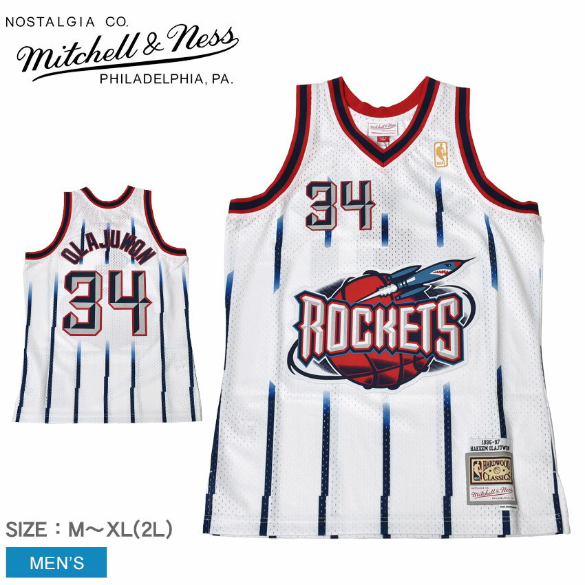 《アイテム名》 ミッチェルアンドネス ユニフォーム MITCHELL ＆ NESS メンズ スイングマン ジャージ ヒューストン・ロケッツ 1996-97 アキーム・オラジュワン SMJYAC18088-HROWHIT96HOL 《ブランドヒストリー》 Mitchell &amp; Nessは、1904年にアメリカ・フィラデルフィア州の同市内において、レスラーかつテニスのチャンピオンだったフランク・P・ミッチェルと、スコットランド人ゴルファ−のチャールズ・M・ネスにより創設されました。高品質・高縫製技術をモットーに、現代でもNBA(バスケットボール)、MLB(野球)、NFL(アメフト)、NHL(アイスホッケー)、NCAA(大学スポーツ協会)、MLS(サッカー)のアメリカ4大スポーツを完全サポートし、多くの公式トレーニングウェアのライセンスウェアを取り扱っています。世界中に愛好家を抱え魅了し続けるヴィンテージジャージの老舗ブランドです。 《アイテム説明》 ミッチェルアンドネスより「スイングマン ジャージ ヒューストン・ロケッツ 1996-97 アキーム・オラジュワン」です。ポリエステル100％素材のメッシュ生地で通気性抜群。NBAのロゴラベル、ヒューストンロケッツのデザインと背番号が施されています。1996年〜1997年のアキーム・オラジュワンモデル。 《カラー名/カラーコード/管理No.》 ヒューストン・ロケッツ/-/"23825112" こちらの商品は、並行輸入により海外から輸入しております。製造・入荷時期により、細かい仕様の変更がある場合がございます。上記を予めご理解の上、お買い求め下さいませ。 関連ワード： ZSPO NBA バスケットボールジャージ ウエア タンクトップ ノースリーブ トップス ブランド バスケ バスケットボール スポーツ 人気 レッド 赤 date 2023/02/28Item Spec ブランド MITCHELL ＆ NESS ミッチェルアンドネス アイテム ユニフォーム スタイルNo SMJYAC18088-HROWHIT96HOL 商品名 スイングマン ジャージ ヒューストン・ロケッツ 1996-97 アキーム・オラジュワン 性別 メンズ 原産国 China 他 素材 ポリエステル 100％ 採寸 単位(cm) 身幅 総丈 M 53 77 L 58 80 XL(2L) 62 82 ※上記サイズは、実際に同一の商品を採寸した結果です。 商品によっては個体差がありますので誤差がでることが御座いますので参考目安としてご覧下さい。また、測定方法によっても誤差が生じますので、予めご了承ください。 サイズについて詳しくはこちらをご覧下さい。 当店では、スタジオでストロボを使用して撮影しております。商品画像はできる限り実物を再現するよう心掛けておりますが、ご利用のモニターや環境等により、実際の色見と異なる場合がございます。ご理解の上、ご購入いただけますようお願いいたします。 ＼ 当店オススメの特集・ブランドはこちら！ ／