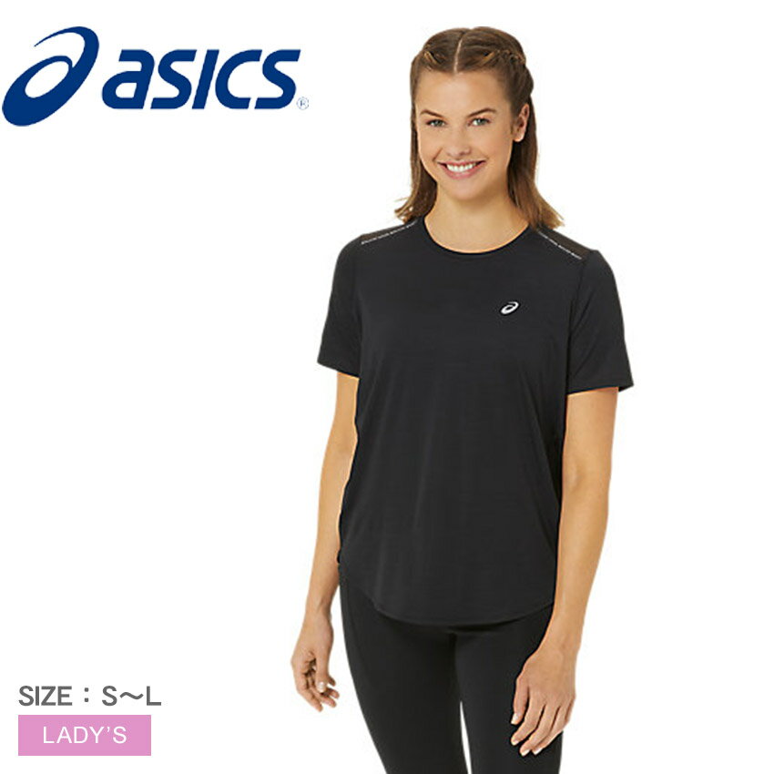 アシックス ROADランニングハンソデシャツ 半袖Tシャツ レディース ブラック 黒 ASICS ROADランニングハンソデシャツ 2012C969 通気性抜群のウェア 吸汗速乾素材 軽量スポーツシャツ メッシュパネル搭載 リサイクル素材使用