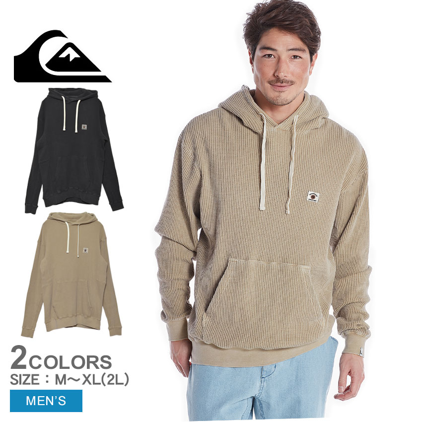 クイックシルバー パーカー メンズ メロウ ウォッシュ フーディ QUIKSILVER MELLOW WASH HOODIE QPO214049 ウエア トップス プルオーバー ワッフル ブランド カジュアル シンプル サーフ アウトドア 長袖 ブラック 黒 ベージュ